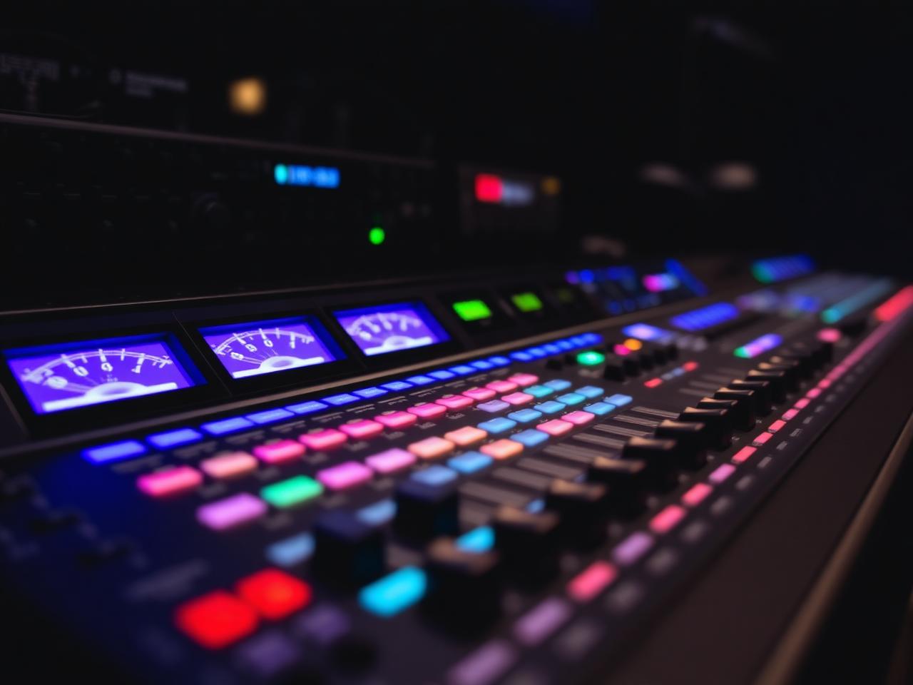 Consola de transmisión con medidores iluminados
